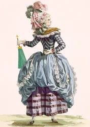 デュパンが刻印したラニンフ、「Galeries des Modes et Costumes Francais」のプレート番号210、c.1778-87 99：衣類。伝統的なドレス;伝統的な衣装;ファッション;図;